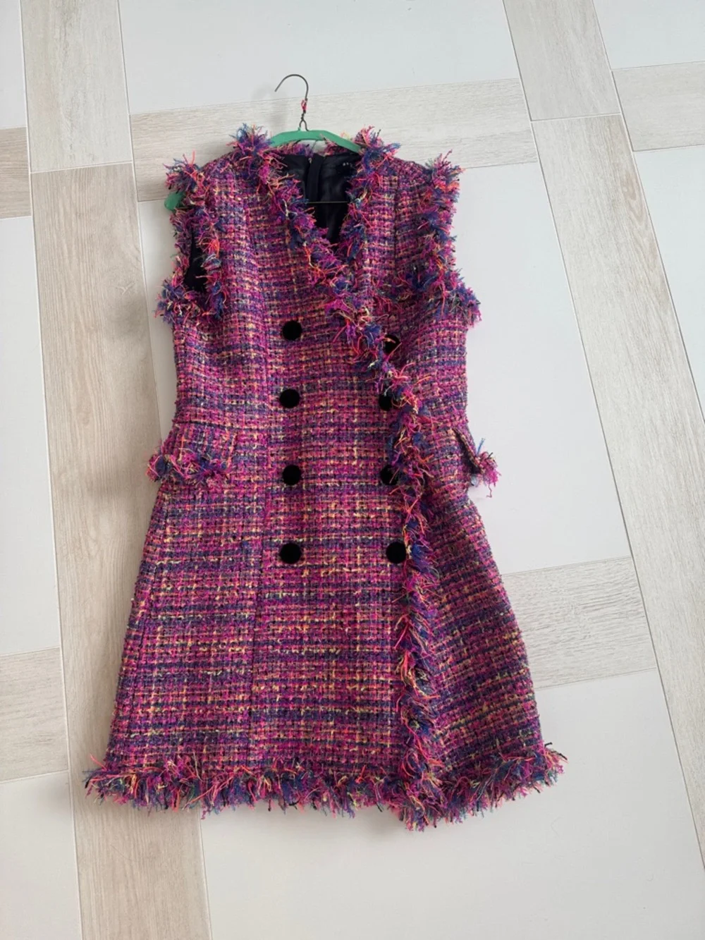 Beulah Multicolor Fringe Tweed Mini Dress - Picture 2 of 4